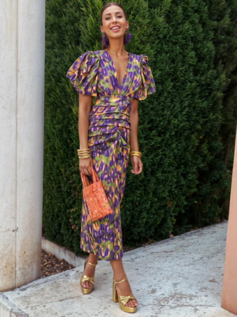 Ursula | Livfull rynkad midiklänning